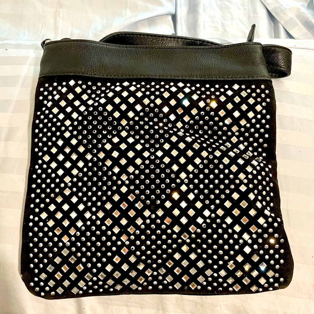 Brand new black crossbody with crystals